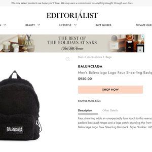 Balenciaga Fluffy Faux-Fur Shearling Black Backpack